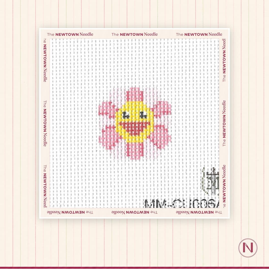 Misty Morrow Designs Happy Flower Mini Round Canvas - Pink