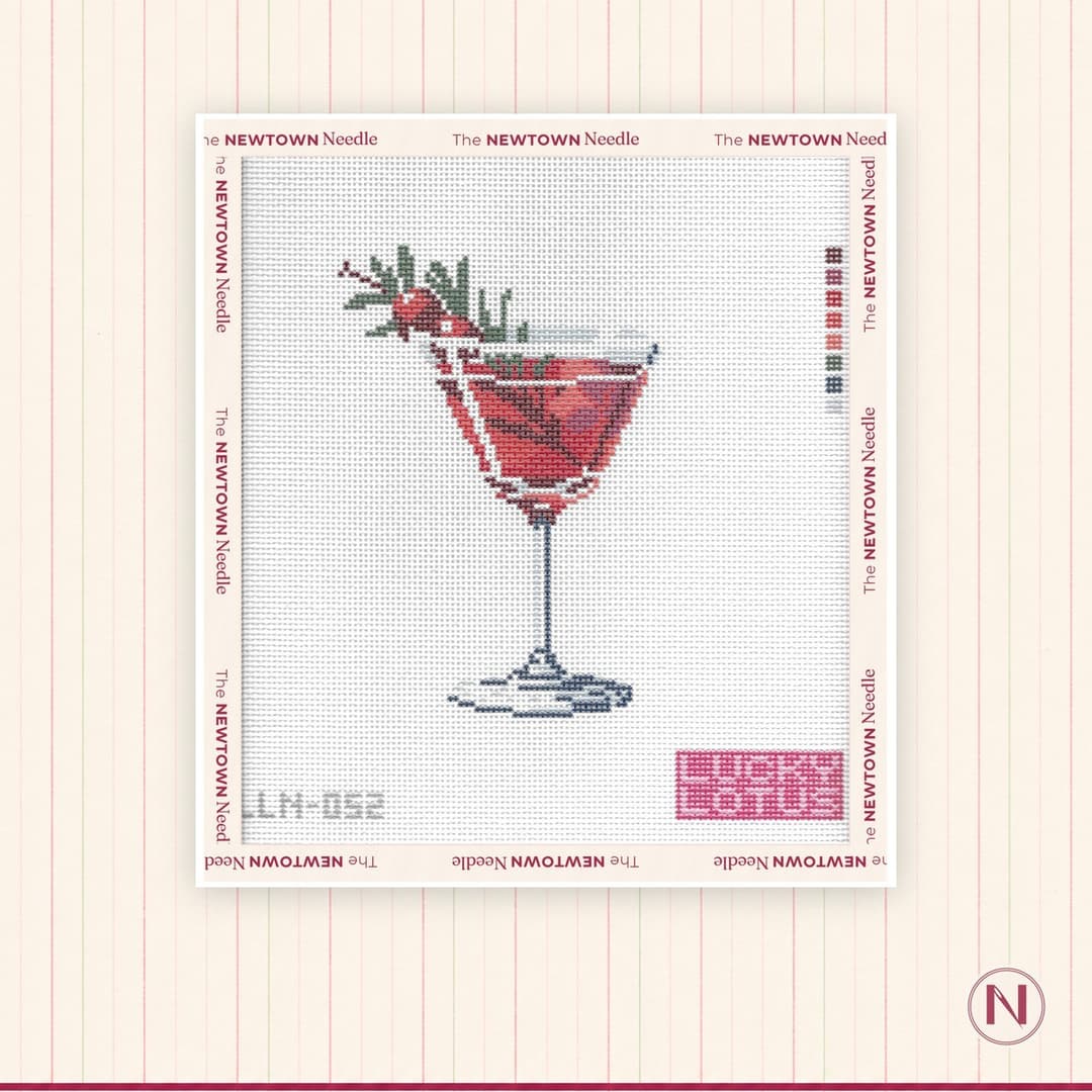 Lucky Lotus Needlepoint Christmas Cocktail Canvas
