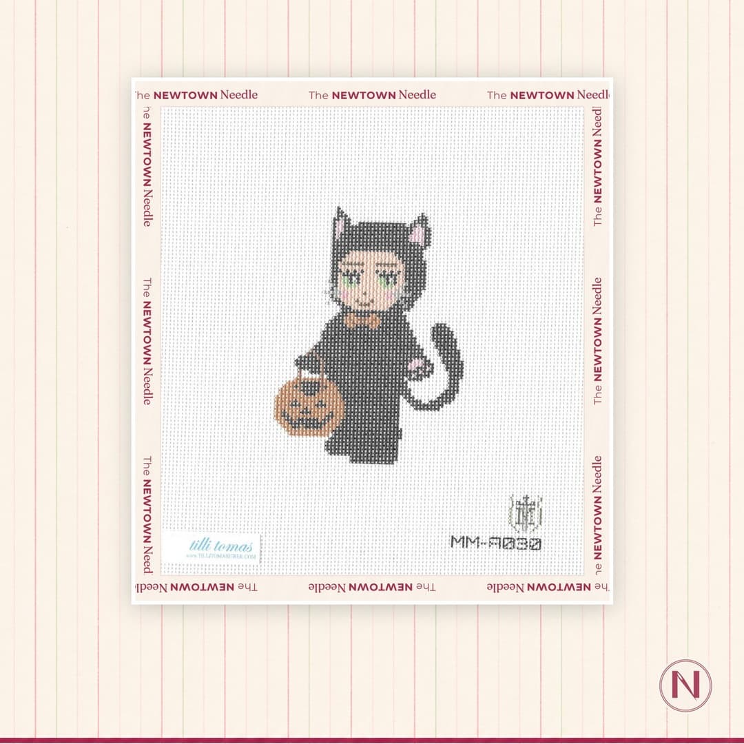 Misty Morrow Designs Kewpie Baby Halloween Cat Canvas