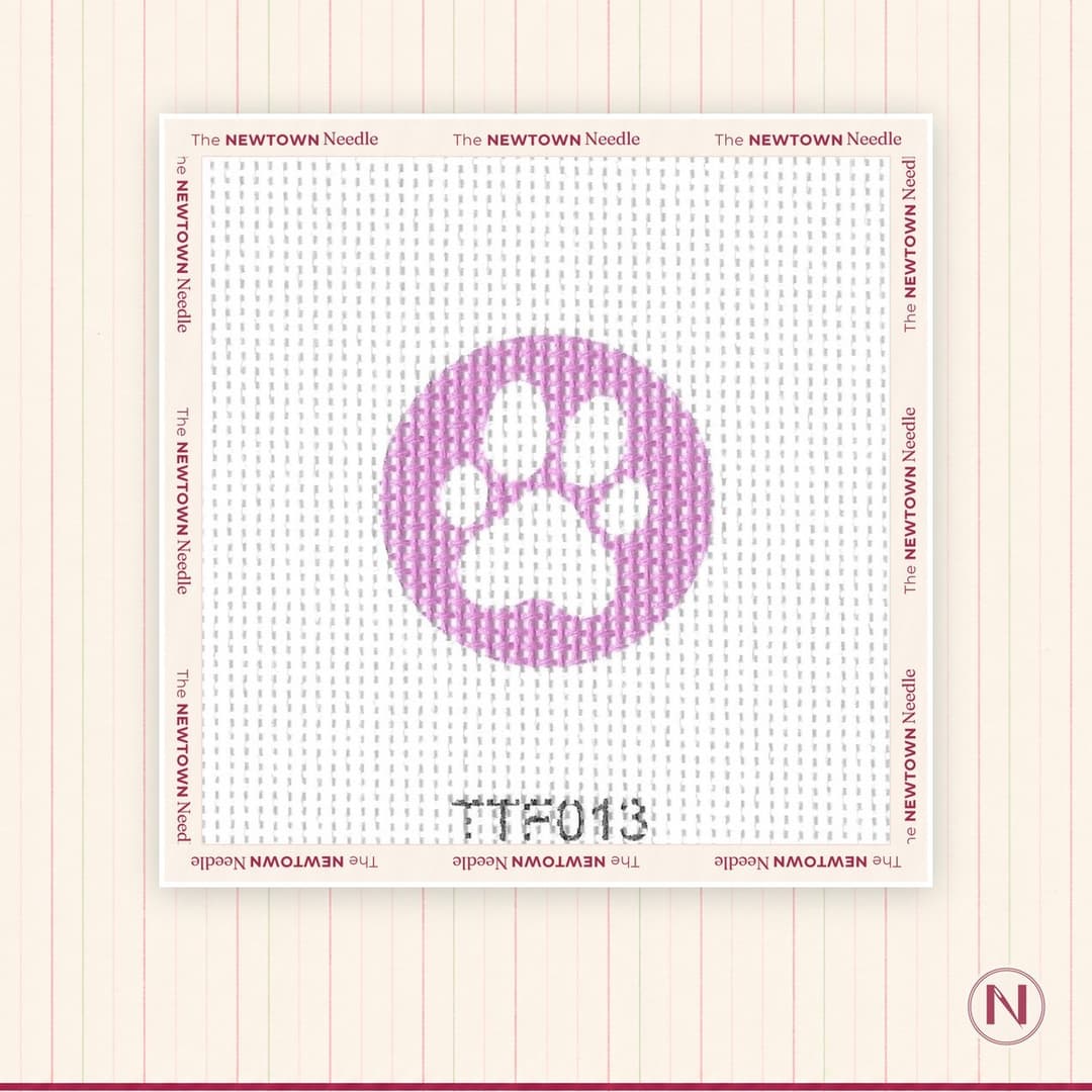 Planet Earth Fiber Pink Paw Print Mini Round Canvas