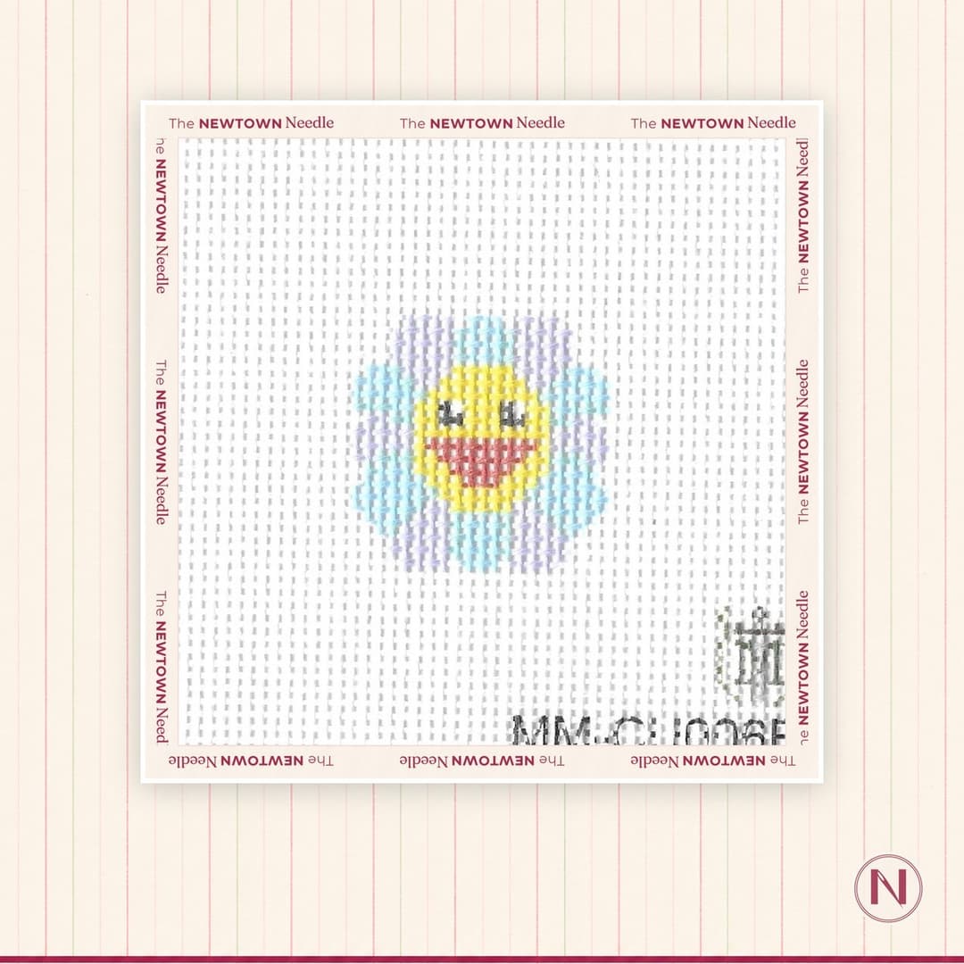 Misty Morrow Designs Happy Flower Mini Round Canvas - Blue